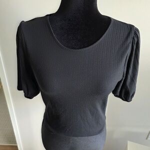 Love J Black Ribbed Women's Blouse SIZE L